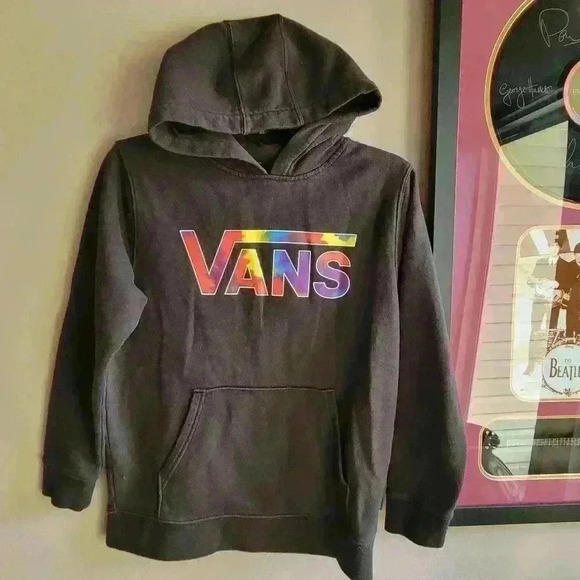 Vans Other - VANS Classic Tie-Dye Logo Boys Hoodie Size Large Color Black Long Sleeve